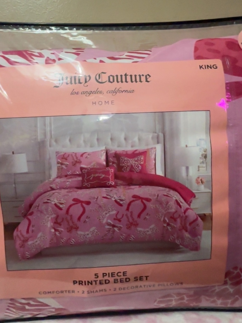 Juicy Couture Pink Printed 5-Piece Comforter Set